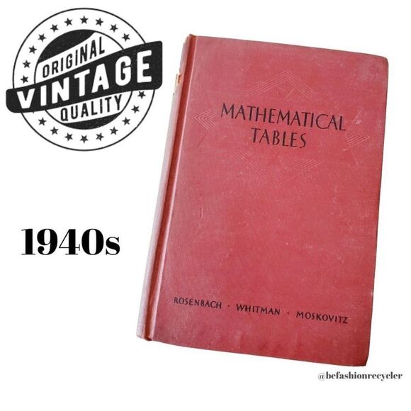 Vintage 40s Mathematical Tables Joseph B. Rosenbach Hardcover - Picture 1 of 13